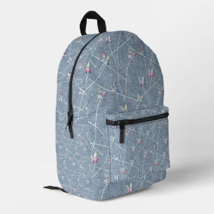 Aquarell-Relief-Schmetterlinge auf Denimblauem Lei Bedruckter Rucksack