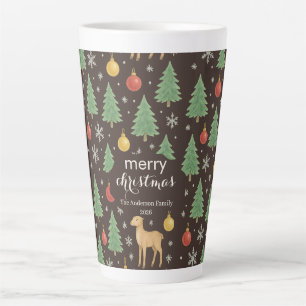Aquarell-Rentiere & Weihnachtsbaum - Milchtasse