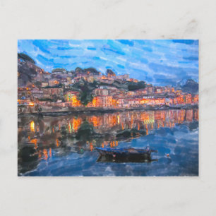 Aquarell. Restaurant in Vila Nova de Gaia am Douro Postkarte