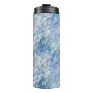 Aquarell Retro Blau Lila Regentropfen Muster Thermosbecher