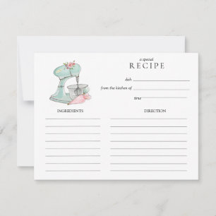 Aquarell Retro-Kuchenmischer Backrezeptkarte Mitteilungskarte