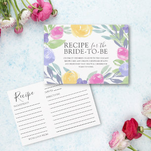 Aquarell-Rezept für die zukünftige Braut Floral Begleitkarte