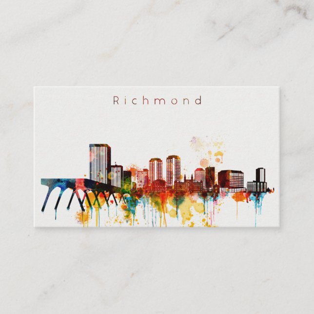 Aquarell-Richmond-Skyline Visitenkarte (Vorderseite)