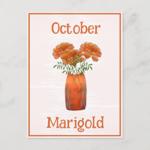 Aquarell Ringelblume Oktober Geburtstag Postkarte