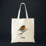 Aquarell Robin Vogel Rotbrust Monogramm Name Tragetasche<br><div class="desc">Aquarell Robin Vogel Rotbrust Monogramm Name Tasche. Sie können den Namen leicht ändern.</div>
