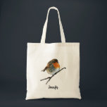 Aquarell Robin Vogel Rotbrust Monogramm Name Tragetasche<br><div class="desc">Aquarell Robin Vogel Rotbrust Monogramm Name Tasche. Sie können den Namen leicht ändern.</div>