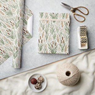 Aquarell Rohrkolben Botanisches Muster Geschenkpapier