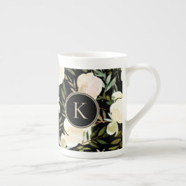 Aquarell Romantische Blumengrün und Weiß Prozellantasse