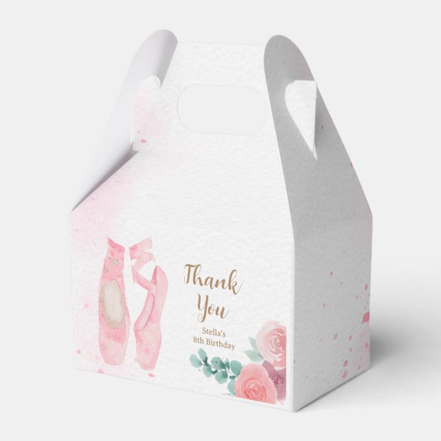 Aquarell Rosa Ballerina Schuhe Geschenkschachtel (Vorderseite)