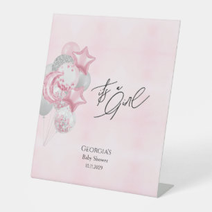 Aquarell-Rosa-Balloons-Es-ist-ein-Mädchen-Baby-Par Sockelschild