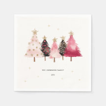 Aquarell-Rosa-Bäume-Weihnachtsfeier