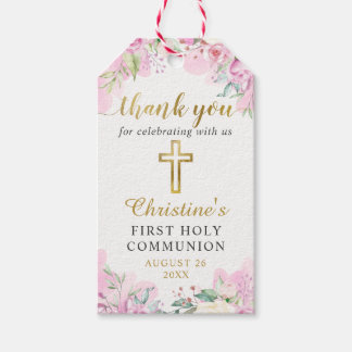 Aquarell Rosa Bläsernte Erstkommune Geschenkanhänger