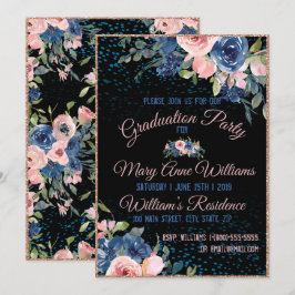 Aquarell Rosa Blau Elegante Abschluss Einladung
