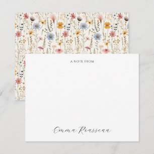 Aquarell Rosa Blaue Wildblumen Schrift Notiz Von Mitteilungskarte
