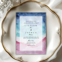 Aquarell-Rosa-Blauer-Ozean-Strand-Hochzeit