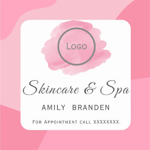 Aquarell rosa Blub Text Spa Quadratischer Aufkleber