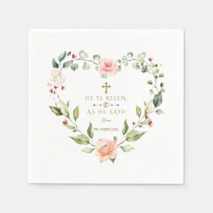 Aquarell Rosa Blume Er ist Gold Oster Rised Serviette