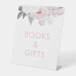 Aquarell Rosa Blume Kinderdusche Bücher & Geschenk Sockelschild
