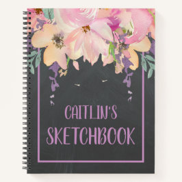 Aquarell Rosa Blume Personalisiert Sketchbook Notizbuch