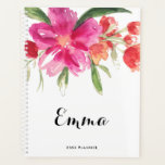 Aquarell Rosa Blume Psy Personalisiert Plane Planer<br><div class="desc">Maßgeschneiderter Blumenplaner mit skurrilen Aquarellbildern aus heiß rosa Posen. Dieser feminine und skurrile Planer wird als Geschenk perfekt sein.</div>