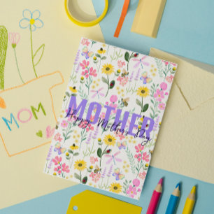 Aquarell Rosa Blume Schmetterlinge Garten Dankeskarte