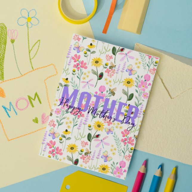 Aquarell Rosa Blume Schmetterlinge Garten Dankeskarte (Von Creator hochgeladen)