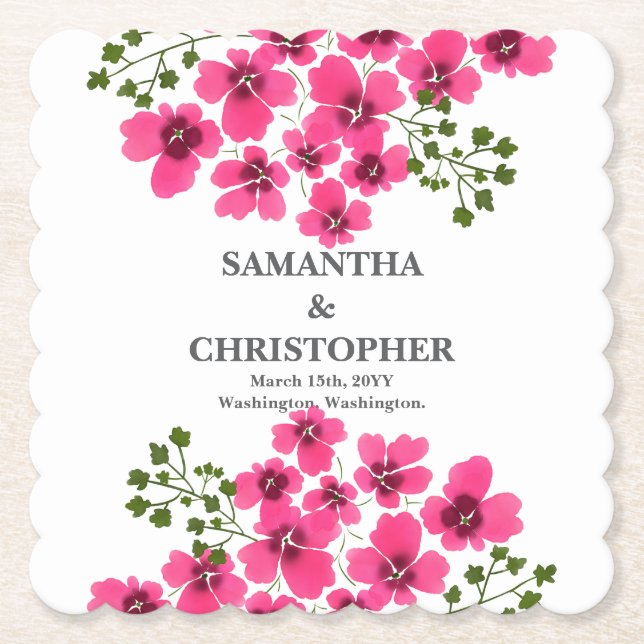 Aquarell-Rosa-Blumen-53431 Untersetzer (Vorderseite)