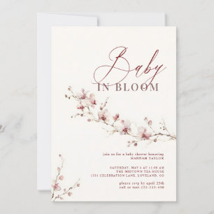 Aquarell-Rosa-Blumen-Baby-in- Blüte-Baby-Party Einladung