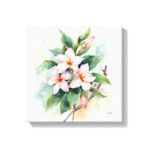 Aquarell-Rosa-Blumen-Botanik-Leinwanddruck