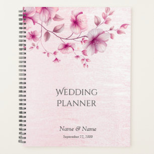 Aquarell-Rosa-Blumen-Hochzeitsplaner Planer