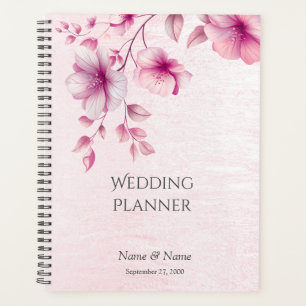Aquarell-Rosa-Blumen-Hochzeitsplanerin Planer