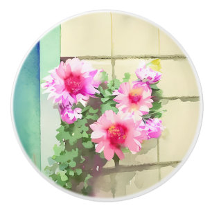 Aquarell-Rosa-Blumen Keramikknauf