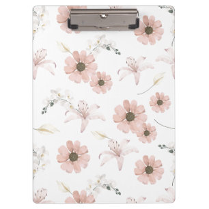 Aquarell-Rosa-Blumen-Kunst Klemmbrett