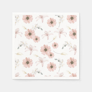 Aquarell-Rosa-Blumen-Kunst Serviette