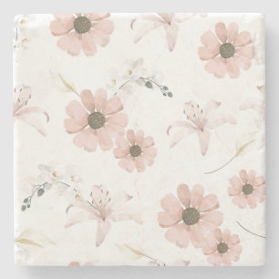 Aquarell-Rosa-Blumen-Kunst Steinuntersetzer