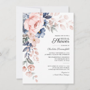 Aquarell-Rosa-Blumen-Script-Brautparty Einladung