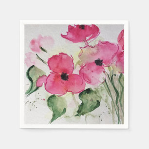 Aquarell rosa Blumen Serviette