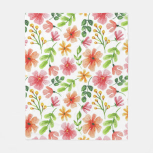 Aquarell-Rosa-Blumenmuster Fleecedecke