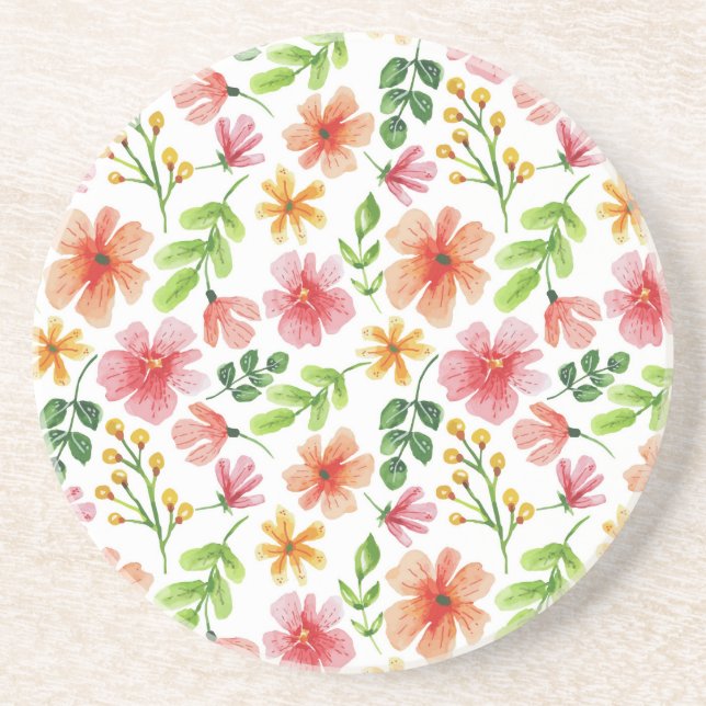 Aquarell-Rosa-Blumenmuster Getränkeuntersetzer (Vorne)