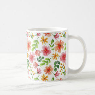 Aquarell-Rosa-Blumenmuster Kaffeetasse
