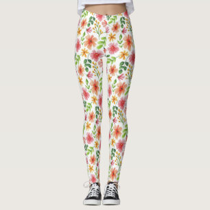 Aquarell-Rosa-Blumenmuster Leggings