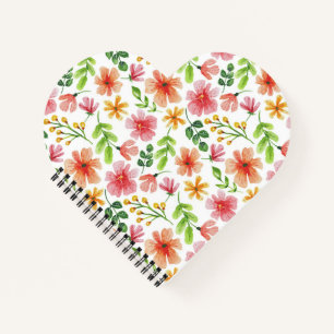 Aquarell-Rosa-Blumenmuster Notizbuch