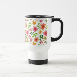 Aquarell-Rosa-Blumenmuster Reisebecher