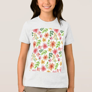 Aquarell-Rosa-Blumenmuster Tri-Blend Shirt