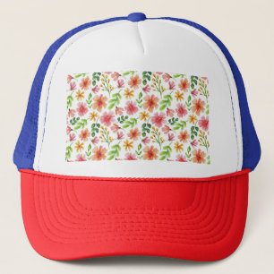 Aquarell-Rosa-Blumenmuster Truckerkappe