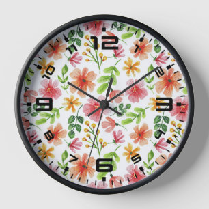 Aquarell-Rosa-Blumenmuster Uhr