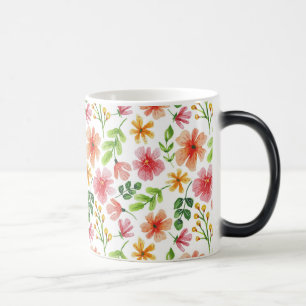 Aquarell-Rosa-Blumenmuster Verwandlungstasse