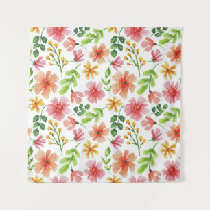 Aquarell-Rosa-Blumenmuster Wandteppich