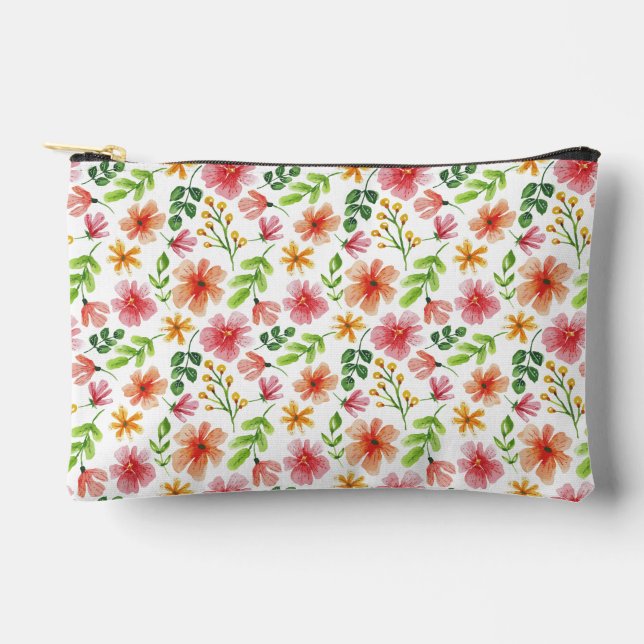 Aquarell-Rosa-Blumenmuster Zubehörtasche (Vorderseite)