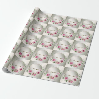 Aquarell Rosa Blumenrahmen Shiny Bronze Elegante Geschenkpapier